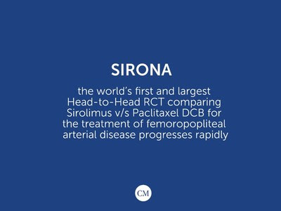 SIRONA – The world’s first and largest RCT comparing Sirolimus V/S Paclitaxel balloon for the treatment of Peripheral Arterial Disease progresses rapidly